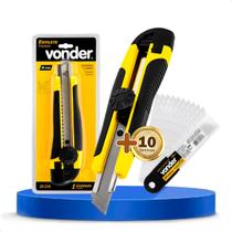 Estilete Profissional Vonder 18mm Emborrachado 12 Laminas Trava giratória