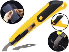Estilete Riscador Para Acrílico Plástico Pvc Compartimento Extra P/ Lâminas Corte Profissional