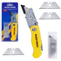 Estilete trapezoidal dobravel + refil com 4 laminas