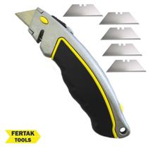 Estilete Trapezoidal Profissional Retratil 5 Lâminas 18 Mm
