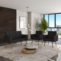 Estilo Na Recepção Kit Namoradeira + 2 Poltronas Capitonê