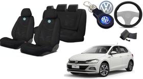 Estilo Personalizado: Capas de Tecido para Polo 2018-2024 + Capa de Volante + Chaveiro VW