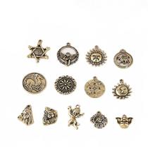 Estilo retrô 50pcs/lote Cartoon Angel/rounds/sun Shape Liga Flutuante Locket Charms Diy Jewely Brinco/vestuário Acessório