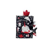 Estimulação visual em tecido de livro sensorial Ocean Dark para bebês Estimulação visual em tecido de livro sensorial Ocean Dark para bebês