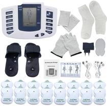 Estimulador muscular de tens elétrica digital completo massageador corporal (com luvas)