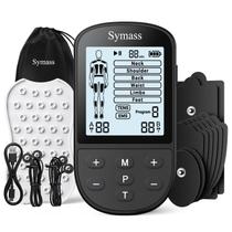 Estimulador muscular TENS Unit Symass 24 modos com 10 almofadas pretas