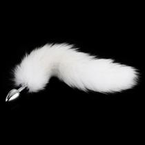 ESTIMULADOR PLUG AÇO CAUDA BRANCA 7,5 x 2,8 cm