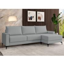 Estofado 3 Lugares com Chaise Lado Direito Cinza Estofado 3 Lugares com Chaise Lado Direito Cinza