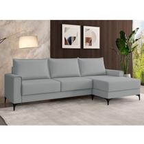 Estofado 3 Lugares com Chaise Lado Direito Cinza