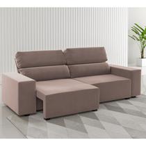 Estofado 3 Lugares Jersey Retratil e Reclinavel Veludo Rosa