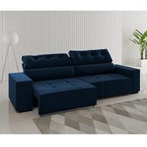 Estofado 4 Lugares Ravenna Retrátil e Reclinável Veludo Azul