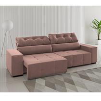 Estofado 4 Lugares Ravenna Retrátil e Reclinável Veludo Rosa