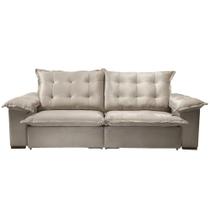 Estofado Bressiani Roma 3 Lugares Retrátil e Reclinável Veludo Bege 2,6Metros