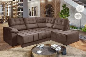 Estofado Canto Dillon com Chaise 450 Marrom 17 Idealle