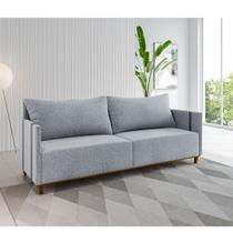 Estofado Living Adam 2m 3 Lugares 2 Almofadas Soltas Linho. Inox Chumbo