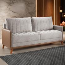 Estofado Living Premium 2m 4 Lugares Laterais em Corano Linho Kaki Durango Casa Giulia