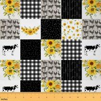 Estofamento de girassol Erosebridal em tecido com estampa de vaca de 1 jarda Estofamento de girassol Erosebridal em tecido com estampa de vaca de 1 jarda