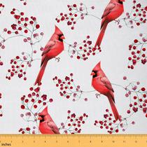 Estofamento em tecido Erosebridal Bird Branches de 1 jarda vermelho