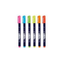 Estojo 06 Cores Neon Caneta Brush Pen Fudenosuke Tombow