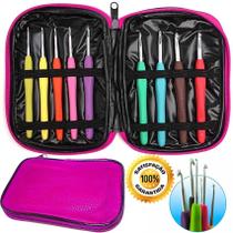 Estojo 09 Agulhas Soft Emborrachadas Crochê + Case Com Ziper