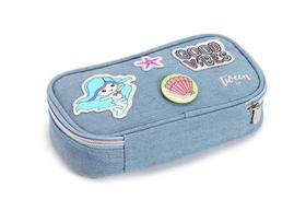 Estojo 100 Pens Tipo Jeans Com Patches Bottons Fashion - Seanite