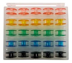 Estojo 25 Bobina Carretilha Singer Plástica Baixa Colorida Estojo 25 Bobina Carretilha Singer Plástica Baixa Colorida