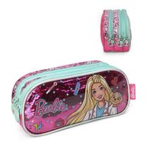 Estojo 3 Divisórias Barbie Veterinária Pet Paetê Rosa Luxcel Estojo 3 Divisórias Barbie Veterinária Pet Paetê Rosa Luxcel