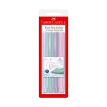 Estojo 4 Canetas Ponta Porosa Fine Pen 0.4mm Tons Pastel 4 Cores Faber-Castell