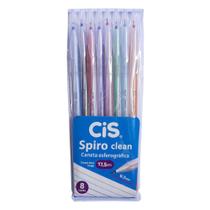Estojo 8 canetas CIS Spiro Clean 0.7 mm Cores Sortidas