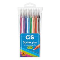 Estojo 8 canetas CIS Spiro Glow 0.7 mm Cores Sortidas