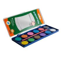 Estojo Aquarela 12 Cores Escolar Tinta e Pincel Para Personalizar