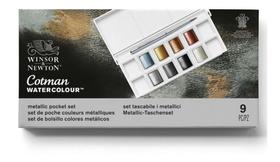 Estojo Aquarela 8 Cores Metálicas Pastilha Winsor Cotman