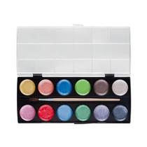 Estojo Aquarela MegaTris Pastilha 12 Cores Metalizadas + Pincel Estojo Aquarela MegaTris Pastilha 12 Cores Metalizadas + Pincel