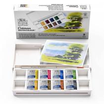 Estojo Aquarela Pastilha Winsor Cotman 8 Cores Paisagem Estojo Aquarela Pastilha Winsor Cotman 8 Cores Paisagem