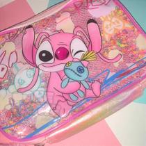 Estojo Baú Box Rosa com Lantejoulas para 100 Canetas - Stitch & Angel
