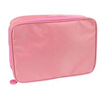 Estojo Baú Rosa DAC com Divisórias Internas em Tecido Resistente e Fechamento em Zíper