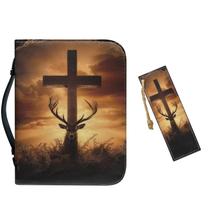 Estojo bíblico Vefabuboy em couro PU com marcador para homens marrom