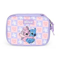 Estojo Bolsa Escolar Disney Stitch 2 divisórias Licenciado