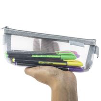 Estojo Bolsinha De Lápis Escolar Slim Transparente Multiuso