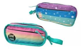 Estojo Bolsinha De Lápis Escolar Tie Dye Dupla Face Colorido