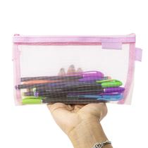 Estojo Bolsinha De Lápis Slim Escolar Multiuso Transparente