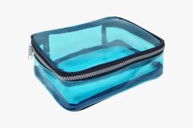 Estojo Box 1 Ziper Cristal Color Azul - Ac Bag