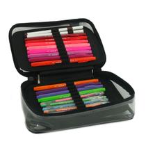 Estojo Box 100 Pens 2 divisorias Cristal Preto