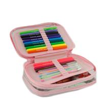 Estojo Box 100 Pens 2 divisorias Cristal Rosa