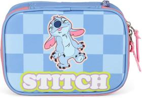 Estojo Box Azul Stitch Disney Classics Escolar Luxcel