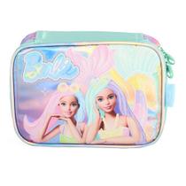 Estojo Box Baú Barbie Sereia Holografico Turquesa Luxcel