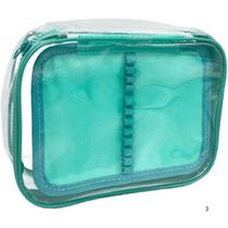 Estojo Box Cristal G Com Divisao Verde Dac 22,5x16x6cm