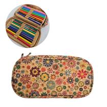 Estojo Box Escolar Duplo Fofo Grande Floral Cortiça Organizador Colorido Aula Lápis Caneta Marrom Modelo:Mandala