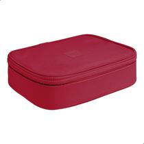 Estojo Box Escolar Grande Porta Lapis Nylon 100 Pens 22x17x7cm Laterais Estruturadas Forrado Yepp MB13029-E