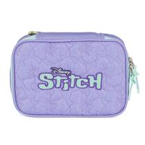 Estojo Box Escolar Infantil Lilo Stitch Disney Roxo Menina